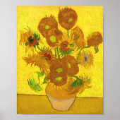 Van Gogh 15 zonnebloemen in een vasje Poster (Voorkant)