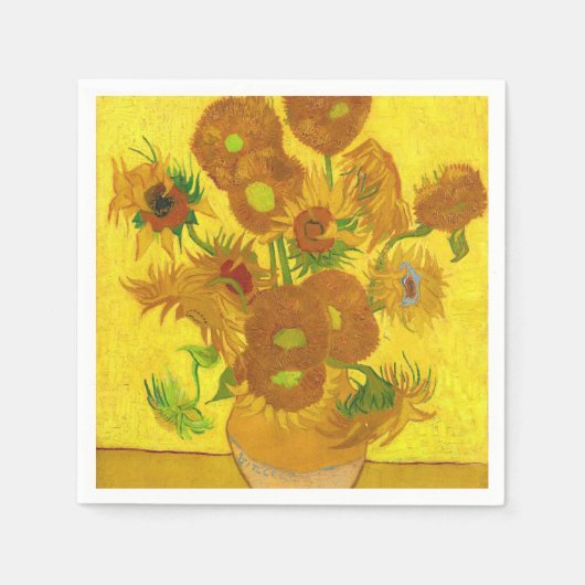 Van Gogh 15 zonnebloemen in een vasje Servetten (Voorkant)