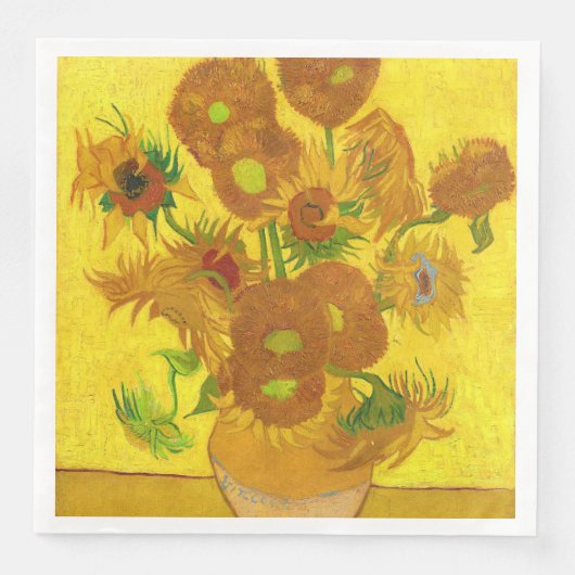 Van Gogh 15 zonnebloemen in een vasje Servetten (Voorkant)