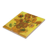 Van Gogh 15 zonnebloemen in een vasje Tegeltje (Zijkant)