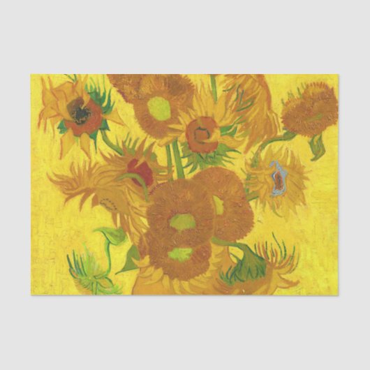 Van Gogh 15 zonnebloemen in een vasje Tissuepapier (Voorkant)
