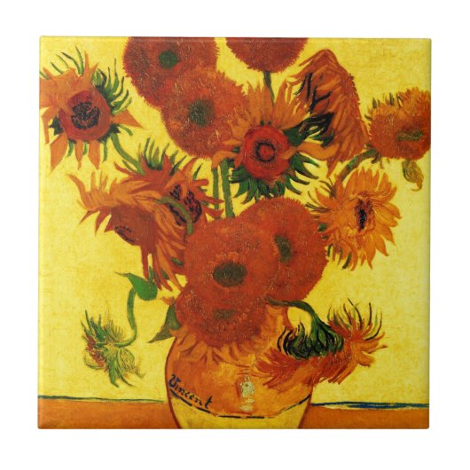 Van Gogh 15 Zonnebloemen Tegeltje (Voorkant)