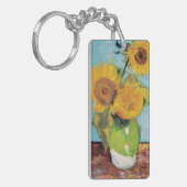 Van Gogh - 3 Zonnebloemen in een Vase Sleutelhanger (Voorkant Links)
