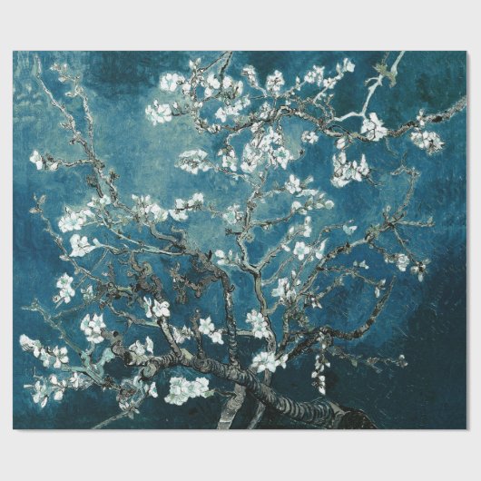 Van Gogh Almond Blossom Dark Blauwgroen Cadeaupapier (Vlak)