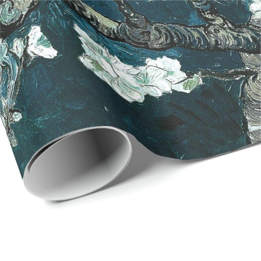 Van Gogh Almond Blossom Dark Blauwgroen Cadeaupapier (Rol Hoek)