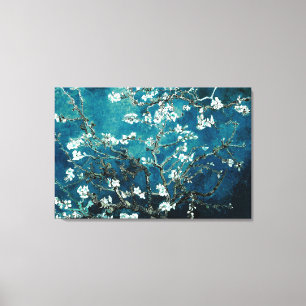 Van Gogh Almond Blossom Dark Blauwgroen Canvas Afdruk