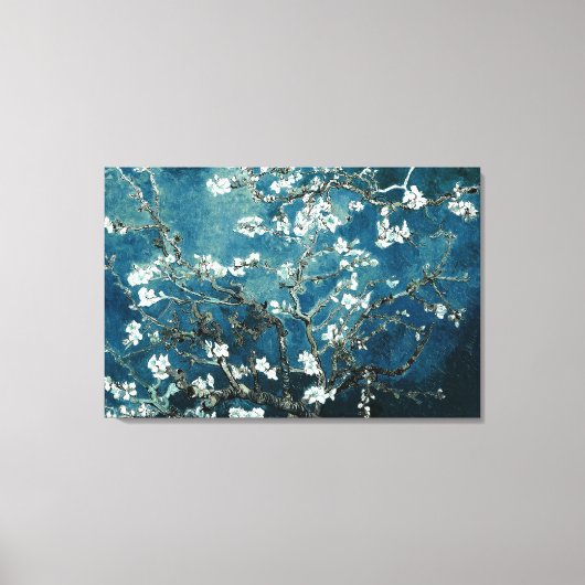 Van Gogh Almond Blossom Dark Blauwgroen Canvas Afdruk (Voorkant)