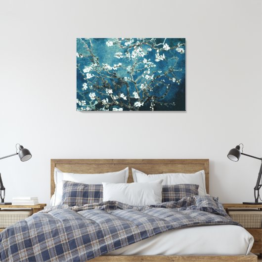 Van Gogh Almond Blossom Dark Blauwgroen Canvas Afdruk (Insitu (Slaapkamer))