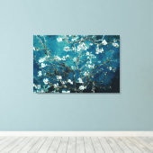 Van Gogh Almond Blossom Dark Blauwgroen Canvas Afdruk (Insitu (Houten vloer))