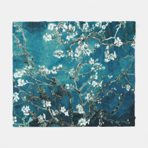 Van Gogh Almond Blossom Dark Blauwgroen Fleece Deken