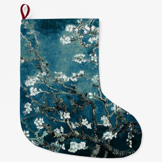 Van Gogh Almond Blossom Dark Blauwgroen Grote Kerstsok (Voorkant)