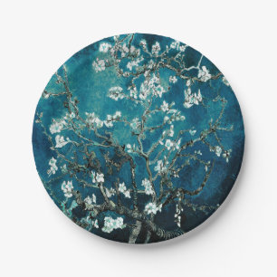 Van Gogh Almond Blossom Dark Blauwgroen Papieren Bordje
