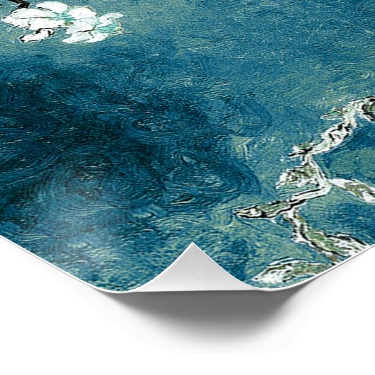 Van Gogh Almond Blossom Dark Blauwgroen Perfect Poster (Hoek)