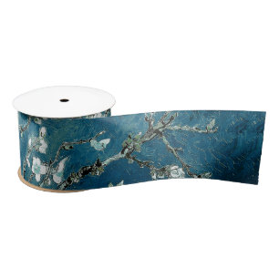 Van Gogh Almond Blossom Dark Blauwgroen Satijnen Lint