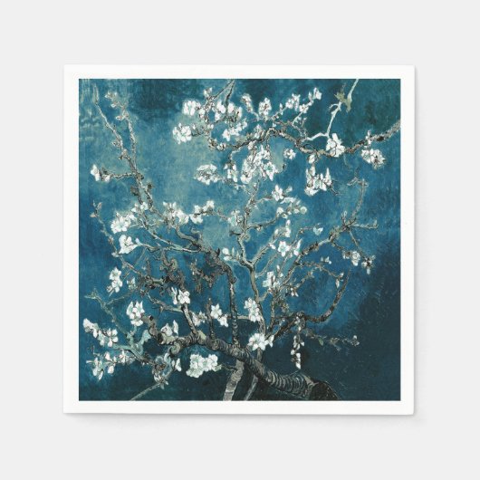 Van Gogh Almond Blossom Dark Blauwgroen Servet (Voorkant)