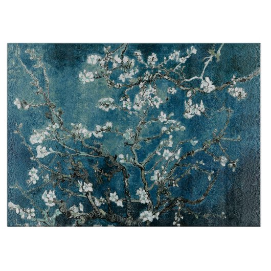 Van Gogh Almond Blossom Dark Blauwgroen Snijplank (Voorkant)