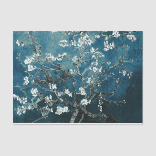 Van Gogh Almond Blossom Dark Blauwgroen Tissuepapier (Voorkant)