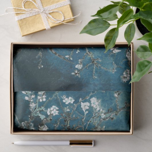 Van Gogh Almond Blossom Dark Blauwgroen Tissuepapier (Geschenk)
