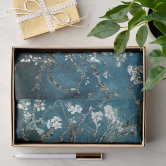 Van Gogh Almond Blossom Dark Blauwgroen Tissuepapier (Geschenk)