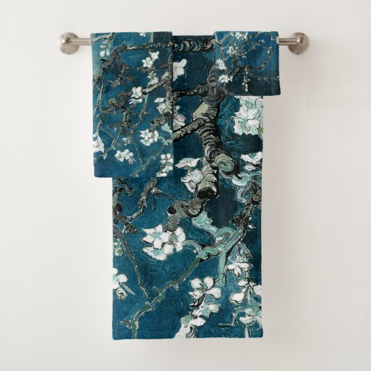 Van Gogh Almond Blossom : Donker Blauwgroen Bad Handdoek (Insitu)