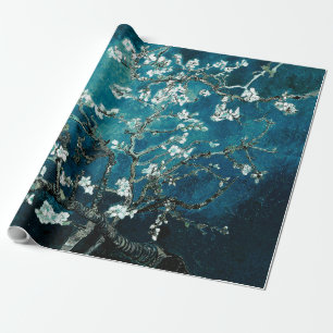 Van Gogh Almond Blossom : Donker Blauwgroen Cadeaupapier