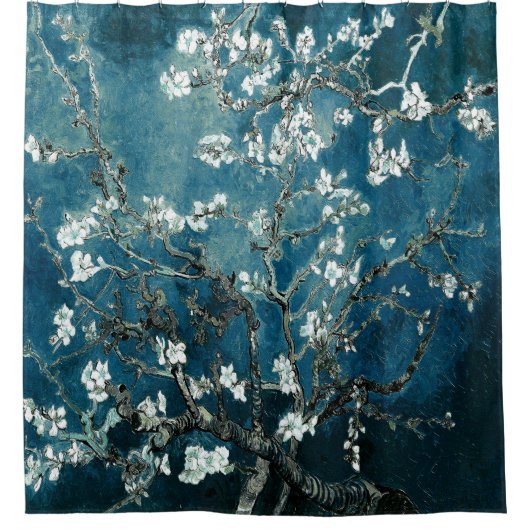 Van Gogh Almond Blossom : Donker Blauwgroen Douchegordijn (Voorkant)