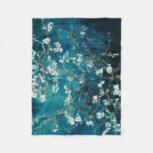 Van Gogh Almond Blossom : Donker Blauwgroen Fleece Deken