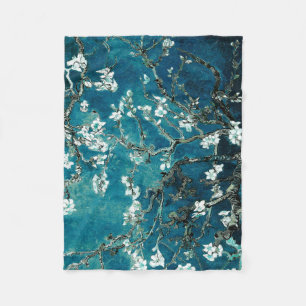Van Gogh Almond Blossom : Donker Blauwgroen Fleece Deken