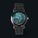 Van Gogh Almond Blossom : Donker Blauwgroen Horloge<br><div class="desc">Artiest: Vincent Van Gogh Titel: Ammoniumbloesems Gewijzigd door 2zoete4wordsDesign/PureVintage Love</div>