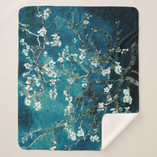 Van Gogh Almond Blossom : Donker Blauwgroen Sherpa Deken