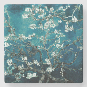 Van Gogh Almond Blossom : Donker Blauwgroen Stenen Onderzetter