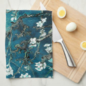 Van Gogh Almond Blossom : Donker Blauwgroen Theedoek (Quarter Fold)