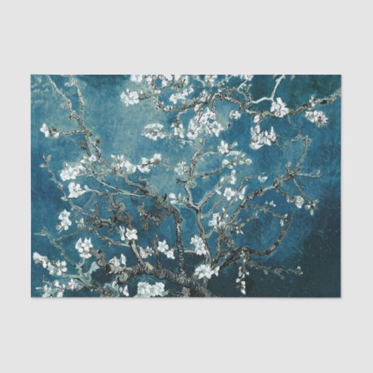 Van Gogh Almond Blossom : Donker Blauwgroen Tissuepapier (Voorkant)