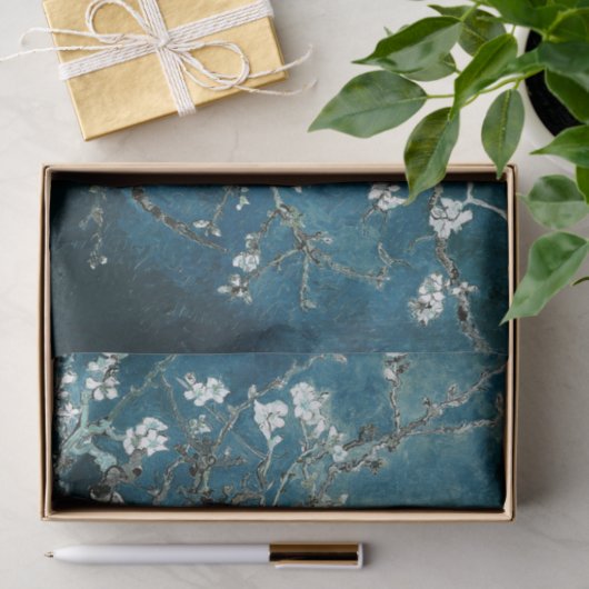 Van Gogh Almond Blossom : Donker Blauwgroen Tissuepapier (Geschenk)