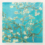 VAN GOGH - Almond Blossom Glazen Onderzetter<br><div class="desc">"van gogh vincent",  "amandelbloesems",  bloemen,  "beroemd schilderij",  vintage,  "fijne kunst",  bloem,  blauw,  vangogh</div>