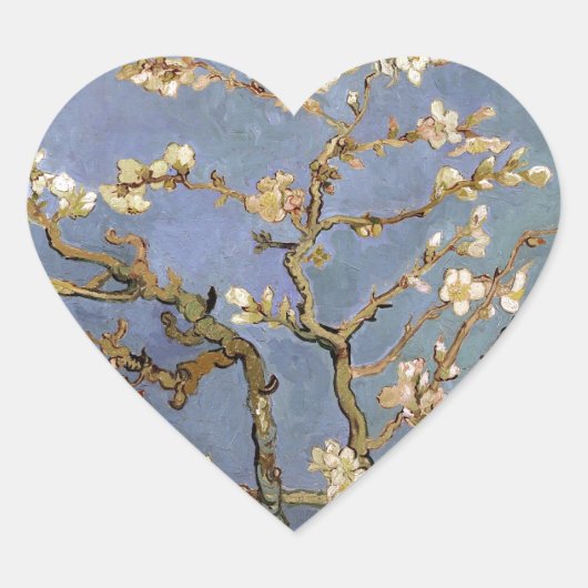 Van Gogh Almond Blossom Hart Sticker (Voorkant)
