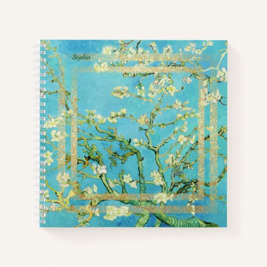Van Gogh Almond Blossom met Gold Dust Notitieboek (Voorkant)