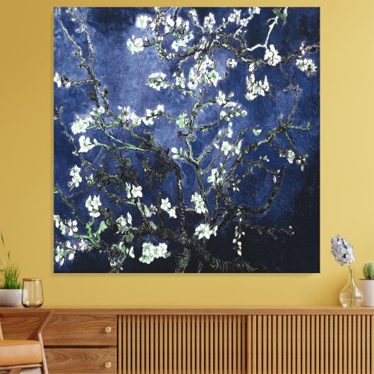 Van Gogh Almond Blossom Midnight Blue Canvas Afdruk (Insitu (Woonkamer))