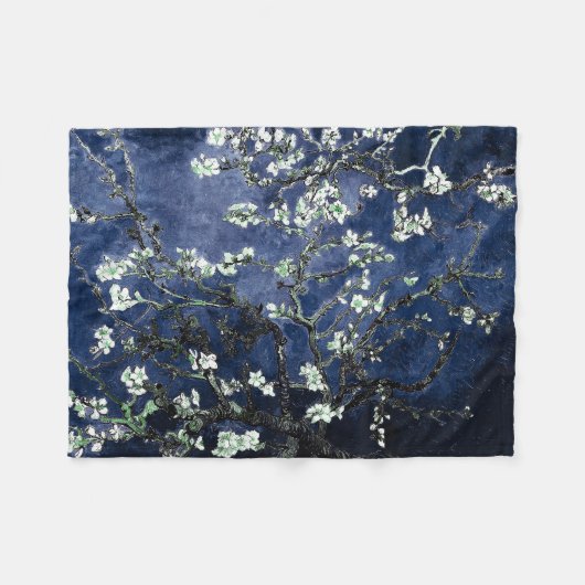 Van Gogh Almond Blossom Midnight Blue Fleece Deken (Voorkant (Horizontaal))