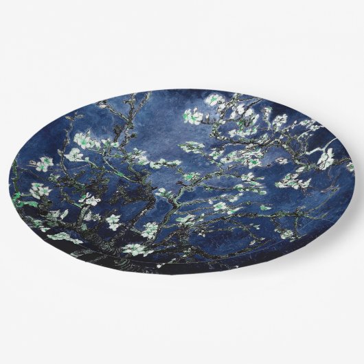 Van Gogh Almond Blossom Midnight Blue Papieren Bordje (Gekanteld)