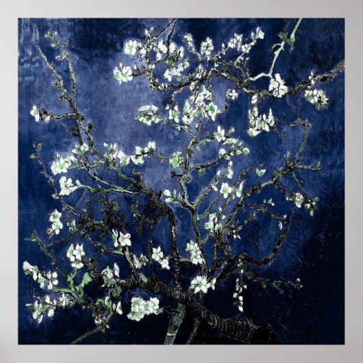 Van Gogh Almond Blossom Midnight Blue Poster (Voorkant)
