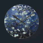 Van Gogh Almond Blossom Midnight Blue Ronde Klok<br><div class="desc">Artiest: Vincent Van Gogh Titel: Ammoniumbloesems Gewijzigde kleur door 2zoete4wordsModellen</div>