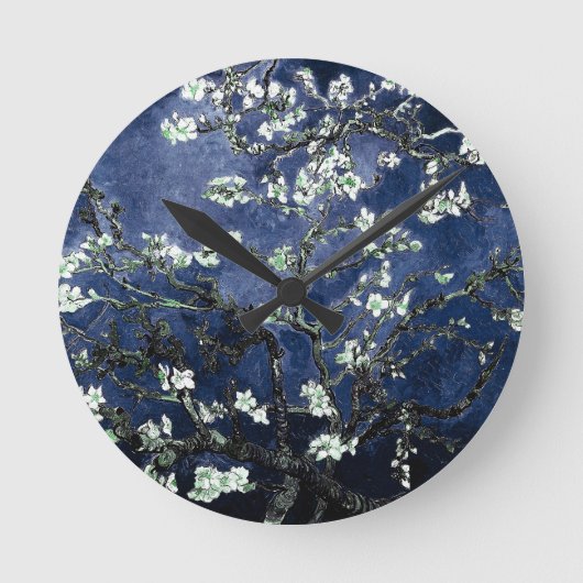 Van Gogh Almond Blossom Midnight Blue Ronde Klok (Voorkant)