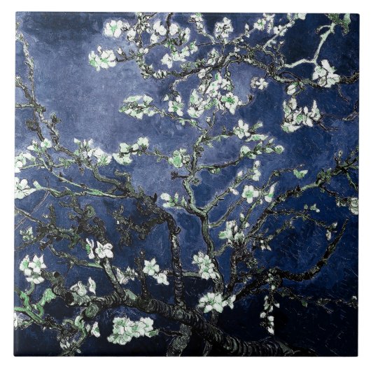 Van Gogh Almond Blossom Midnight Blue Tegeltje (Voorkant)