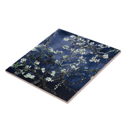 Van Gogh Almond Blossom Midnight Blue Tegeltje (Zijkant)