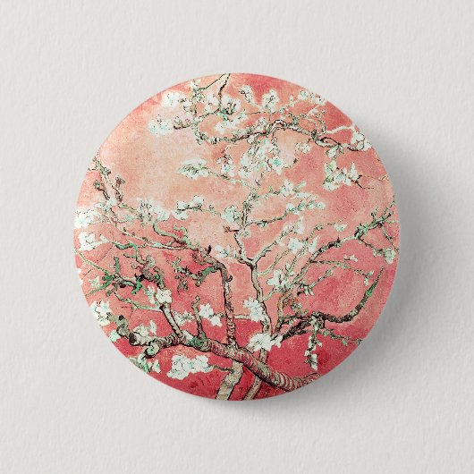 Van Gogh Almond Blossom Peach Ronde Button 5,7 Cm (Voorkant)