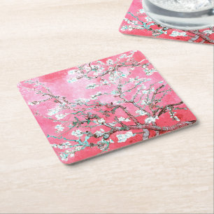 Van Gogh Almond Blossom Pink Blue Kartonnen Onderzetters