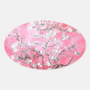 Van Gogh Almond Blossom Pink Blue Ovale Sticker