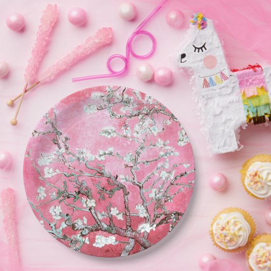 Van Gogh Almond Blossom Pink Blue Papieren Bordje (Feest)