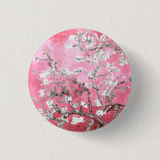 Van Gogh Almond Blossom Pink Blue Ronde Button 3,2 Cm (Voorkant)